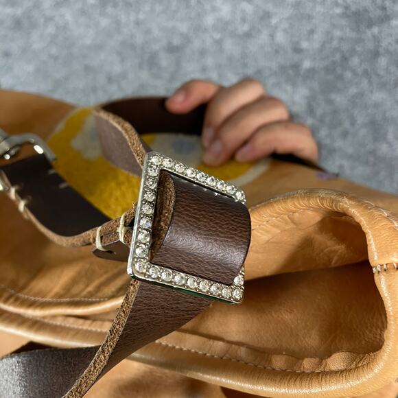 Florist Leather Shoulder Bag Beige Embroidered Flower Bee Adjustable Strap Boho - Picture 11 of 12